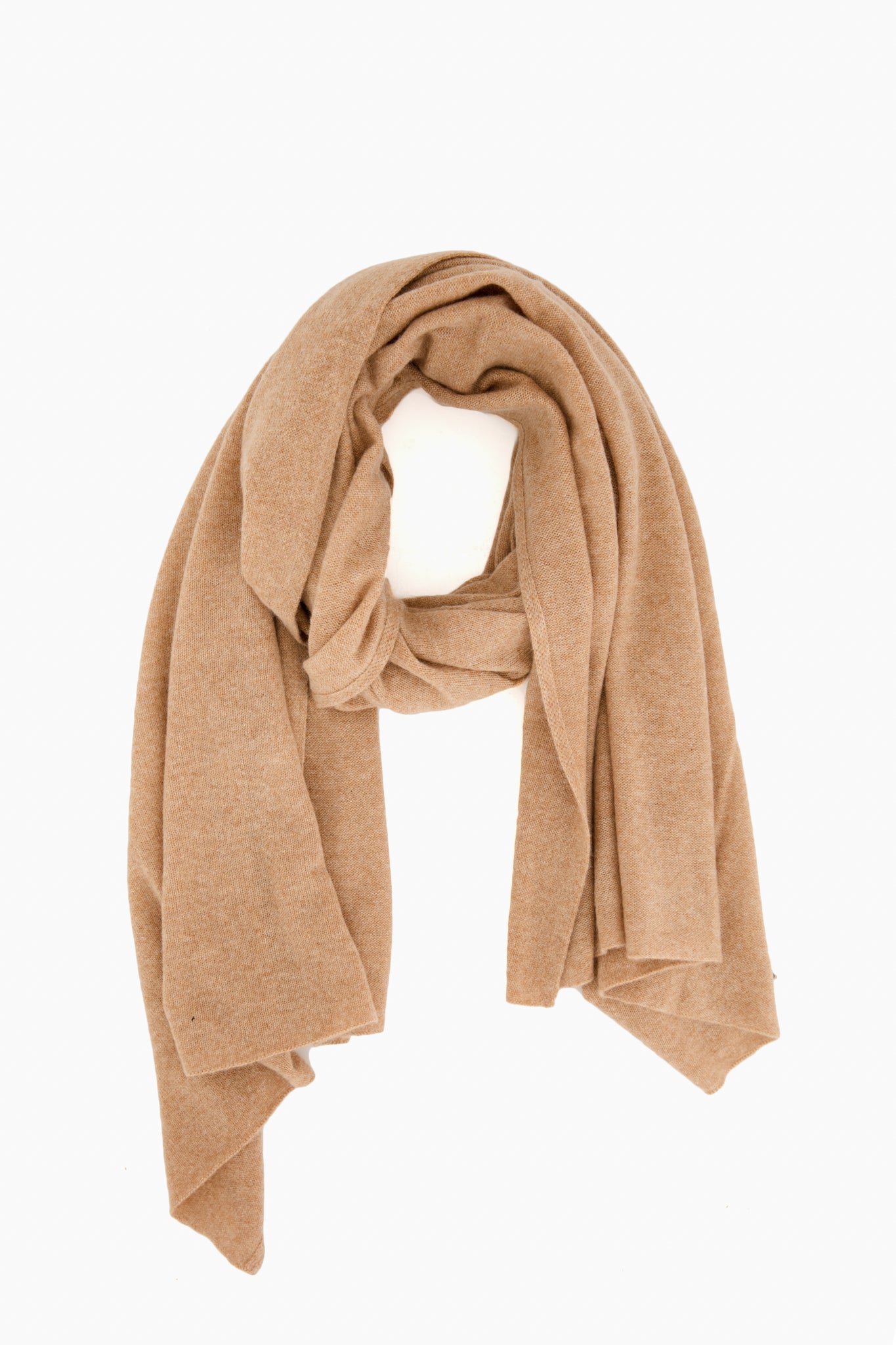 Beige cashmere scarf by White + Warren, featuring a stylish loop-through design—an essential, versatile accessory for any wardrobe.