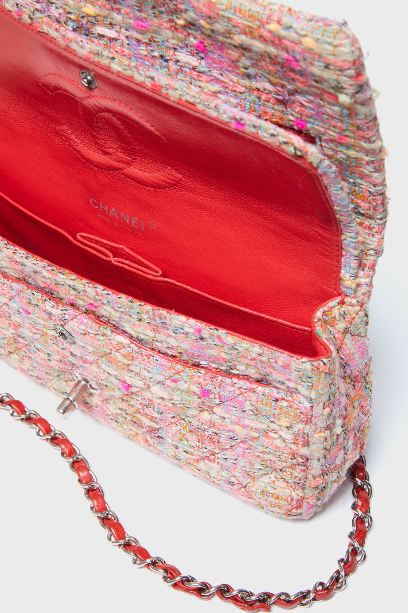 CHANEL Multicolor Tweed Medium Classic Bag
