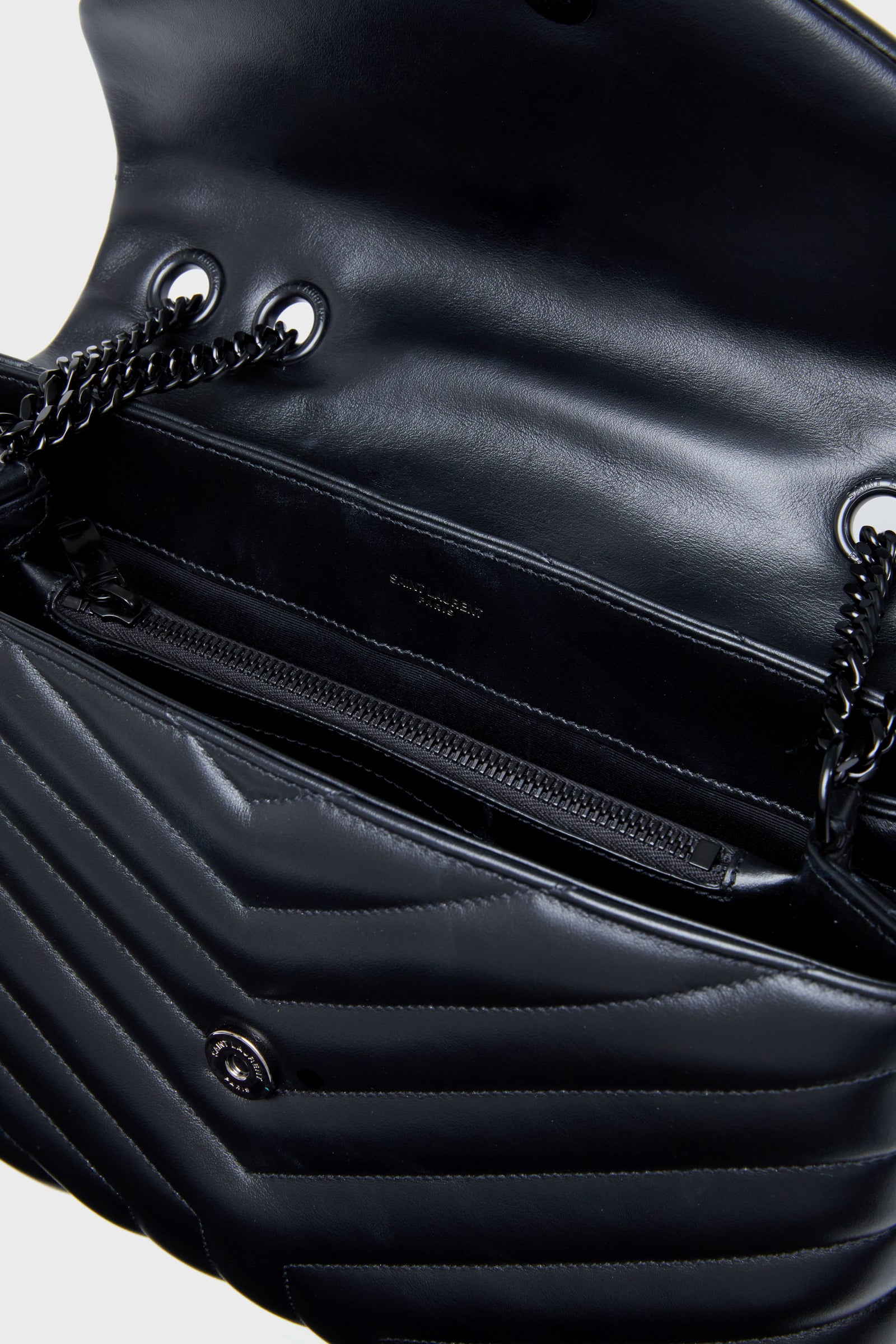 Saint Laurent Black Medium Loulou Monogramme Chain Bag