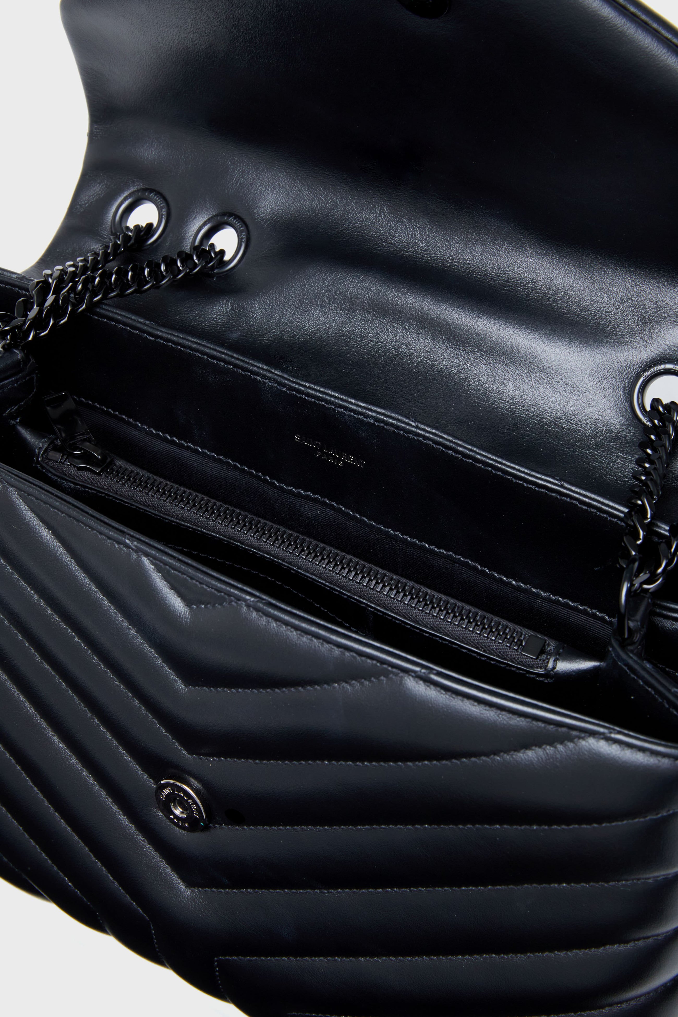 Saint Laurent Black Medium Loulou Monogramme Chain Bag