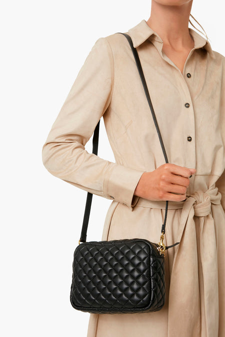 Black Quilted Midi Sac