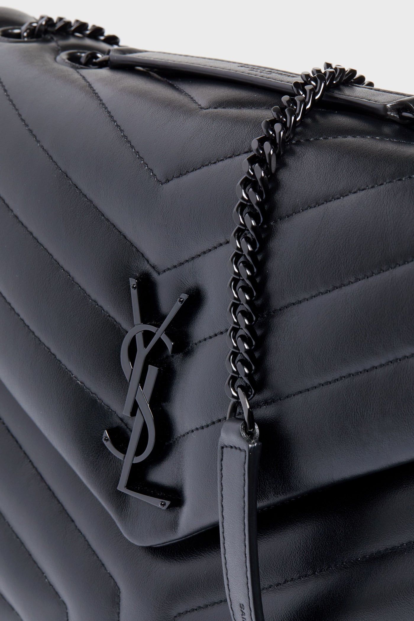 Saint Laurent Black Medium Loulou Monogramme Chain Bag
