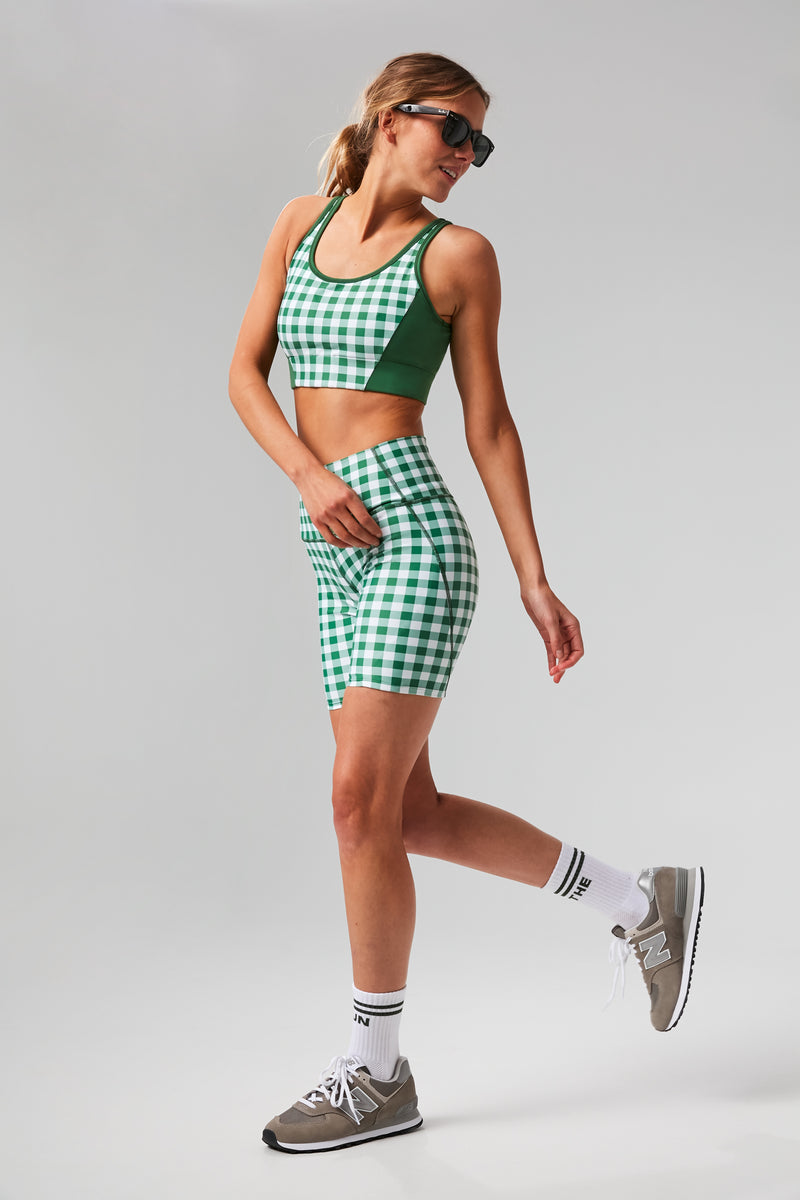 Green Trellis Gingham Jean Sports Bra