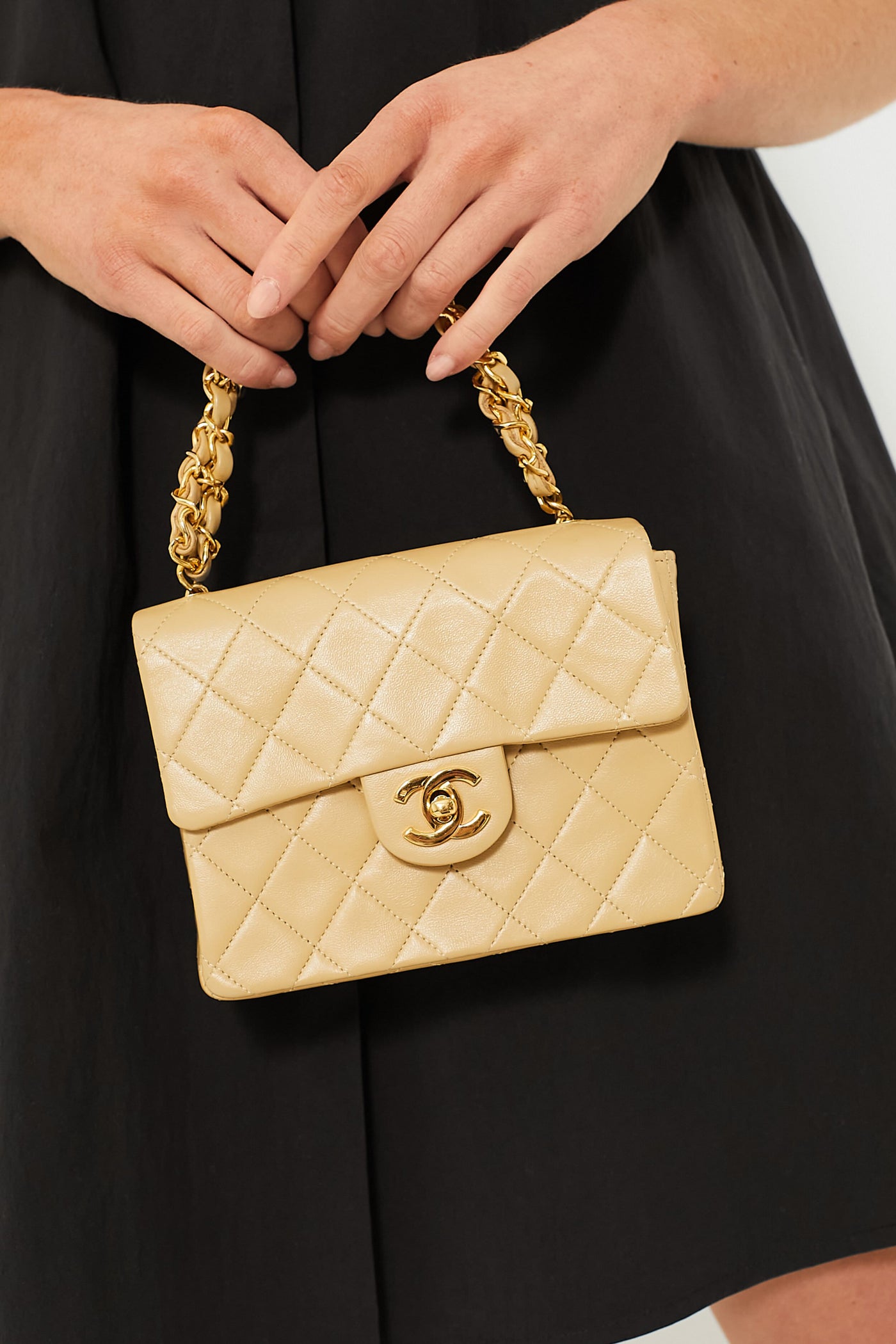 CHANEL Beige Mini Square Vintage Bag