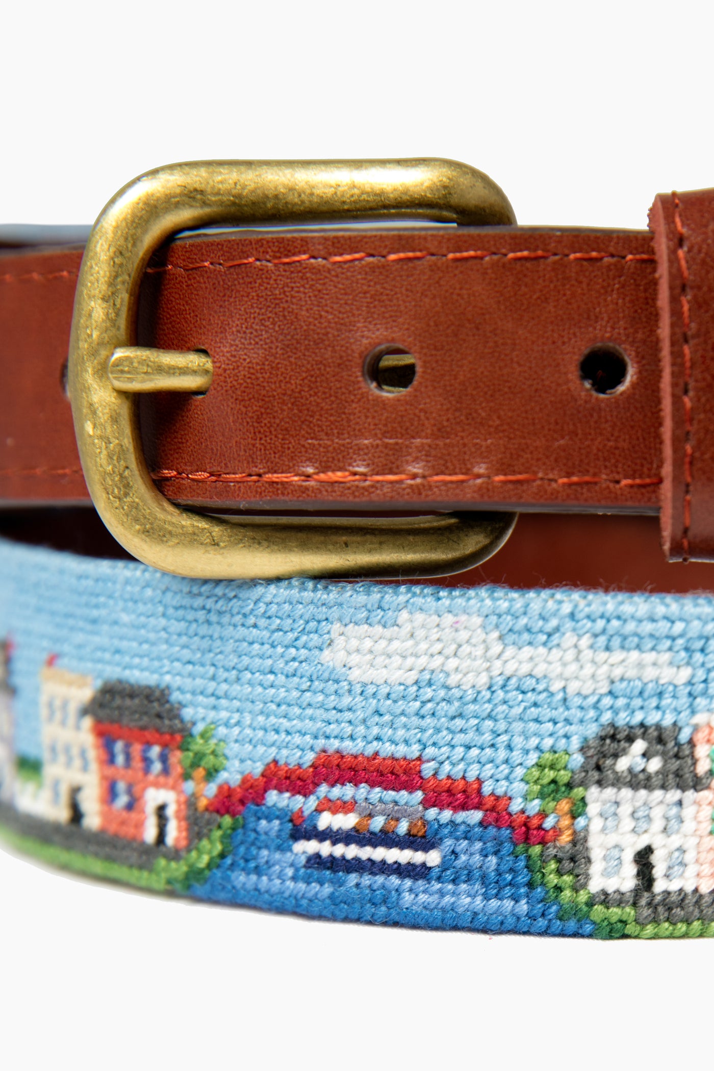 Exclusive Georgetown Scene Needlepoint Belt