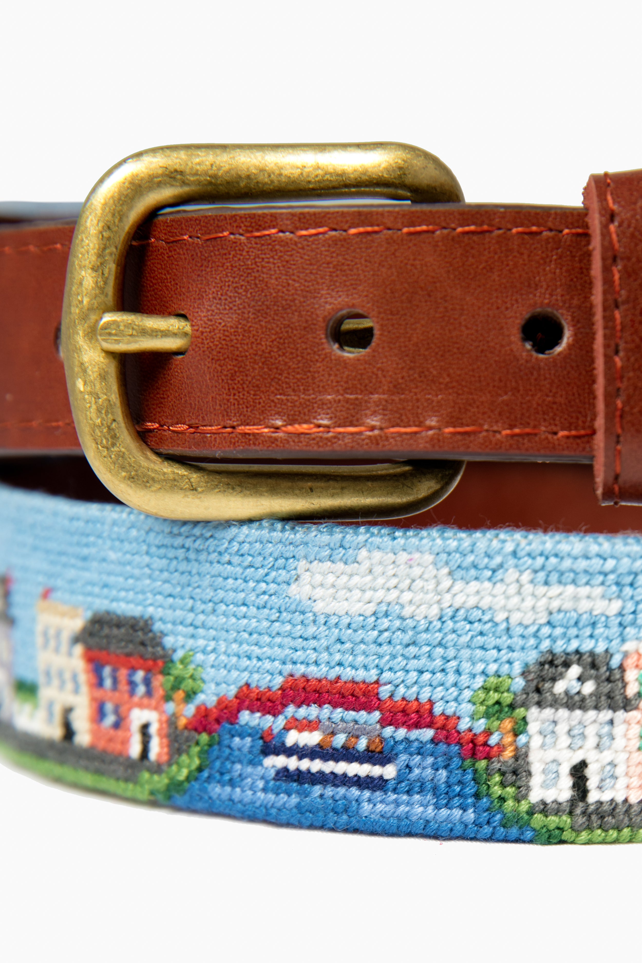 Exclusive Georgetown Scene Needlepoint Belt