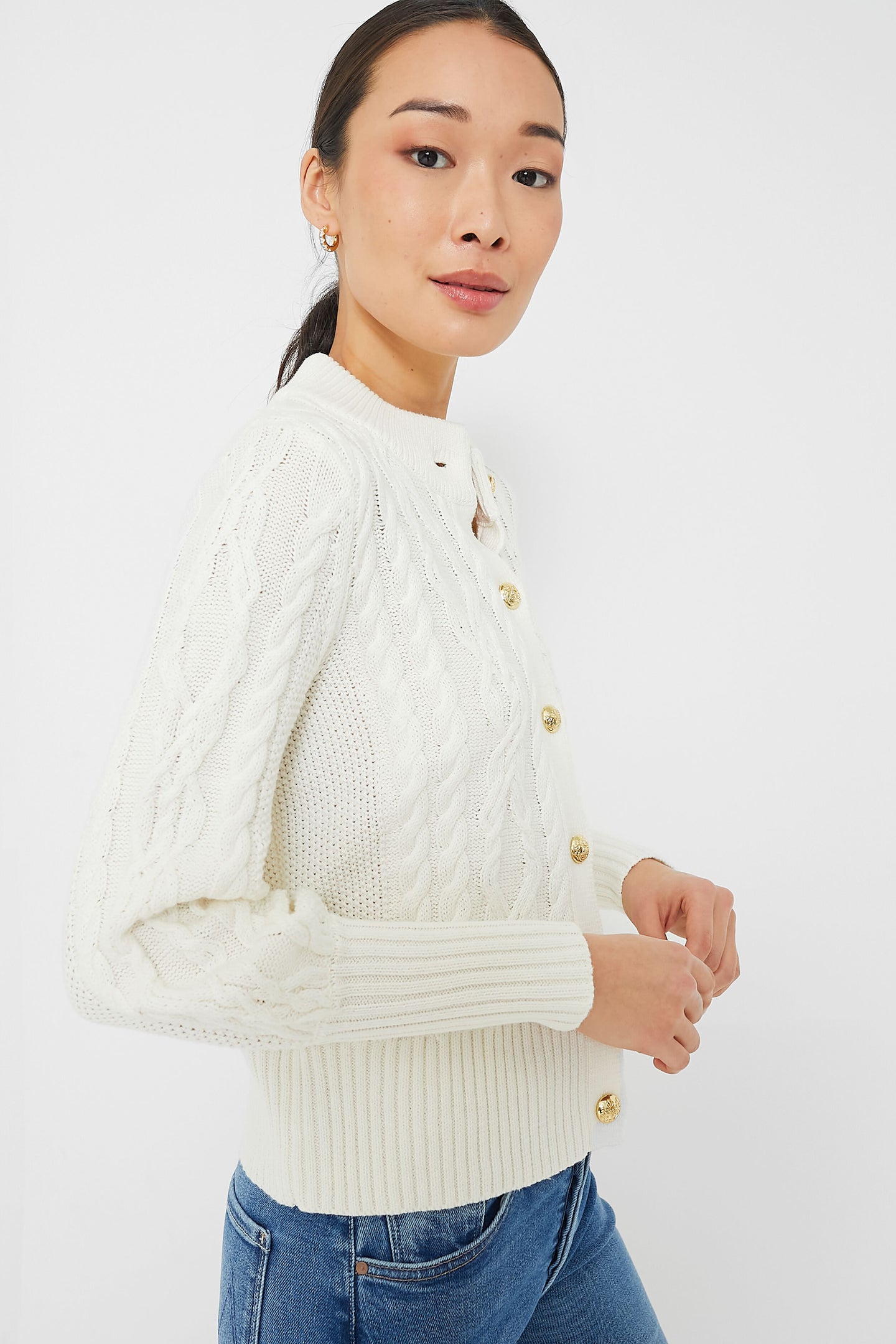 White Cotton Colette Cardigan