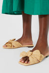 Natural Pleated Straw Daphne Flats