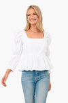 White Clemons Long Sleeve Puff Blouse