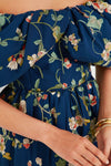 Navy Julian Embroidery Off Shoulder Dress