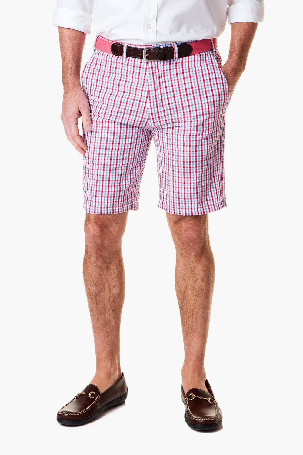 Red White and Blue Seersucker Check Shorts