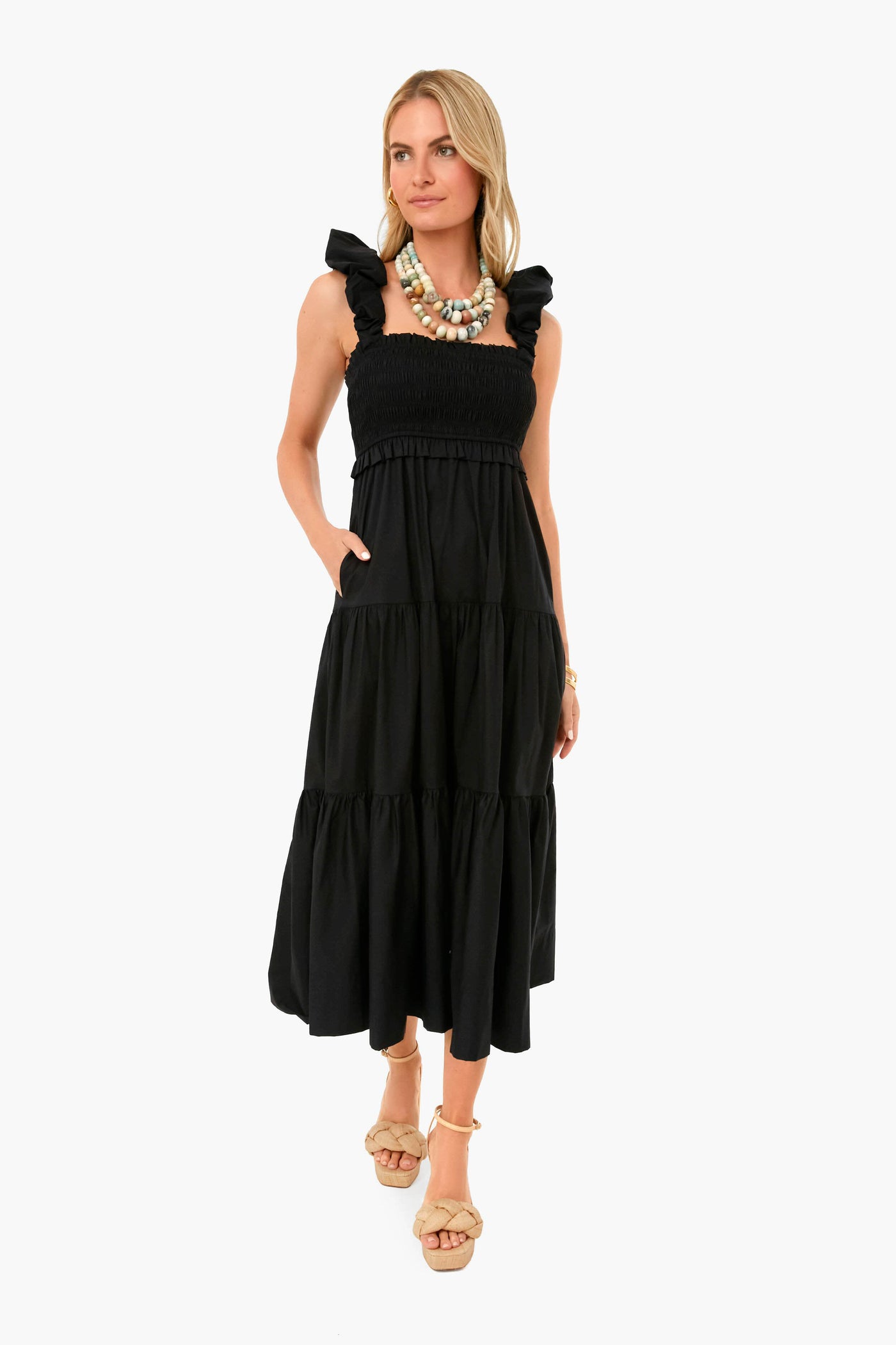 Black Sloane Sleeveless Smocked Dress