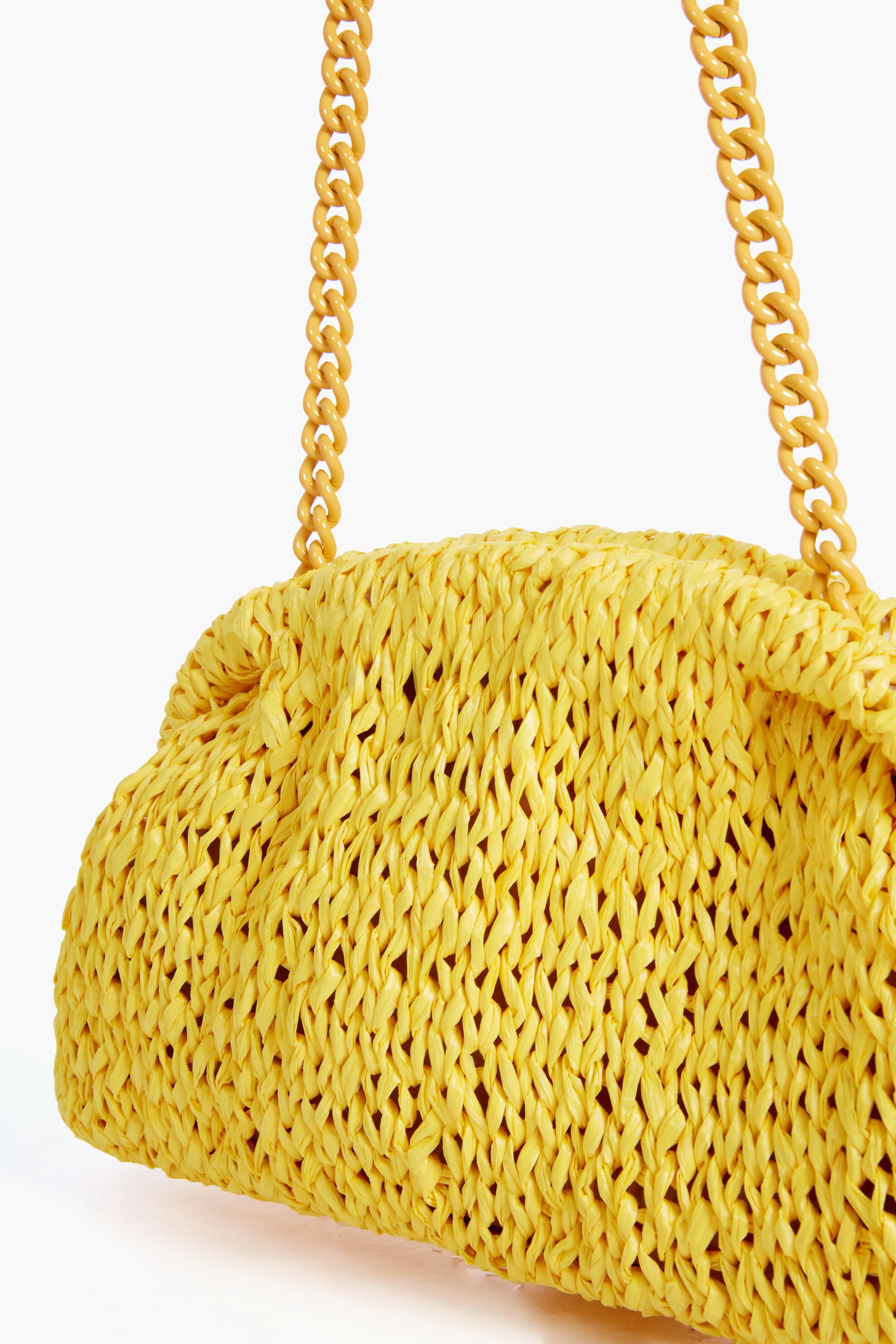 Yellow Raffia Game Clutch