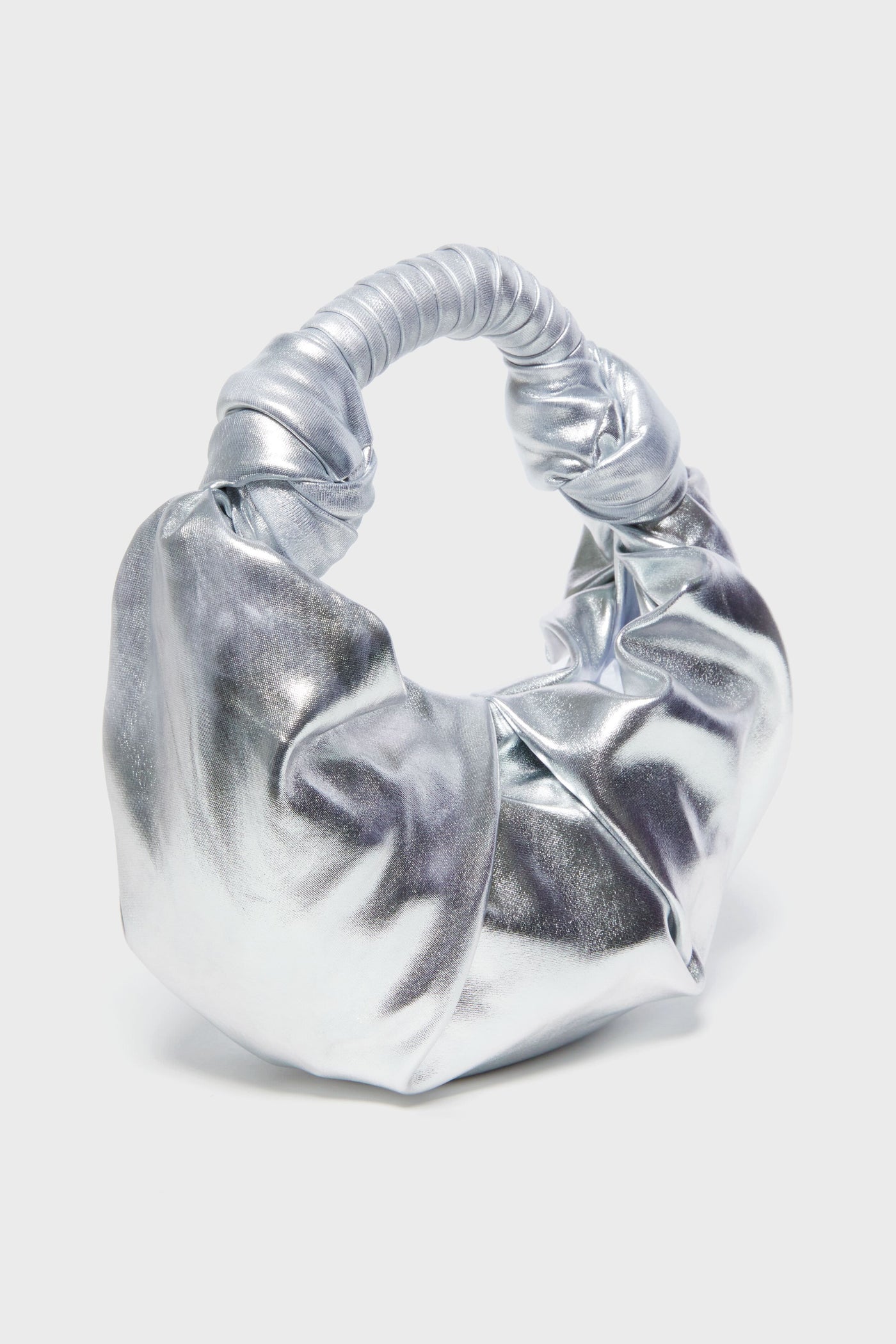 Silver Smooth Vegan Leather Lopsy Bag