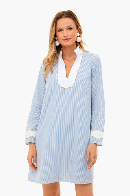 Blue Seersucker Gail Dress