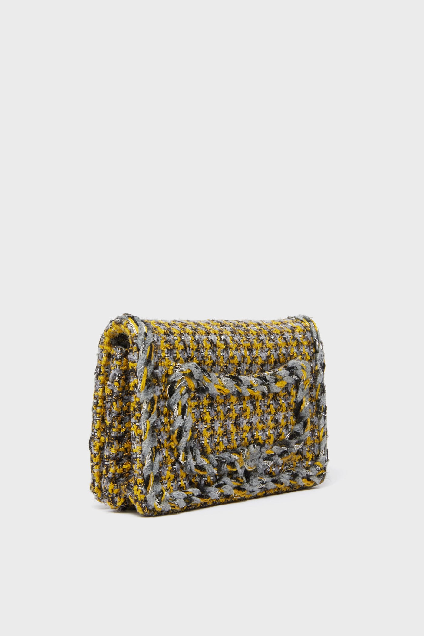 CHANEL Yellow Multicolor Tweed Wallet On Chain