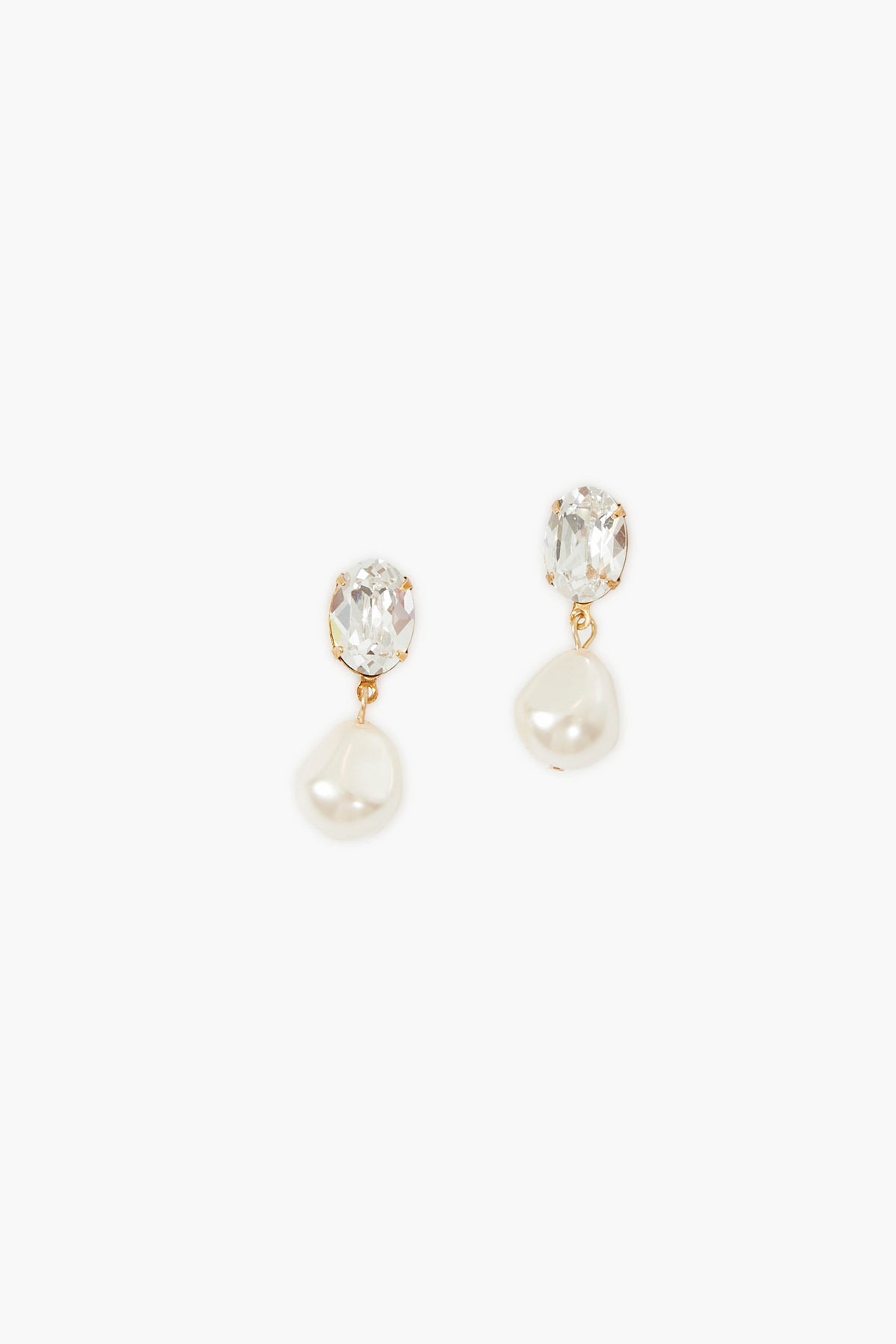 Discover Jennifer Behr's Diamond Tunis Pearl Drop Earrings, showcasing round clear gemstones set in gold and elegant baroque glass pearl drops—an exquisite choice for lovers of luxury accessories.