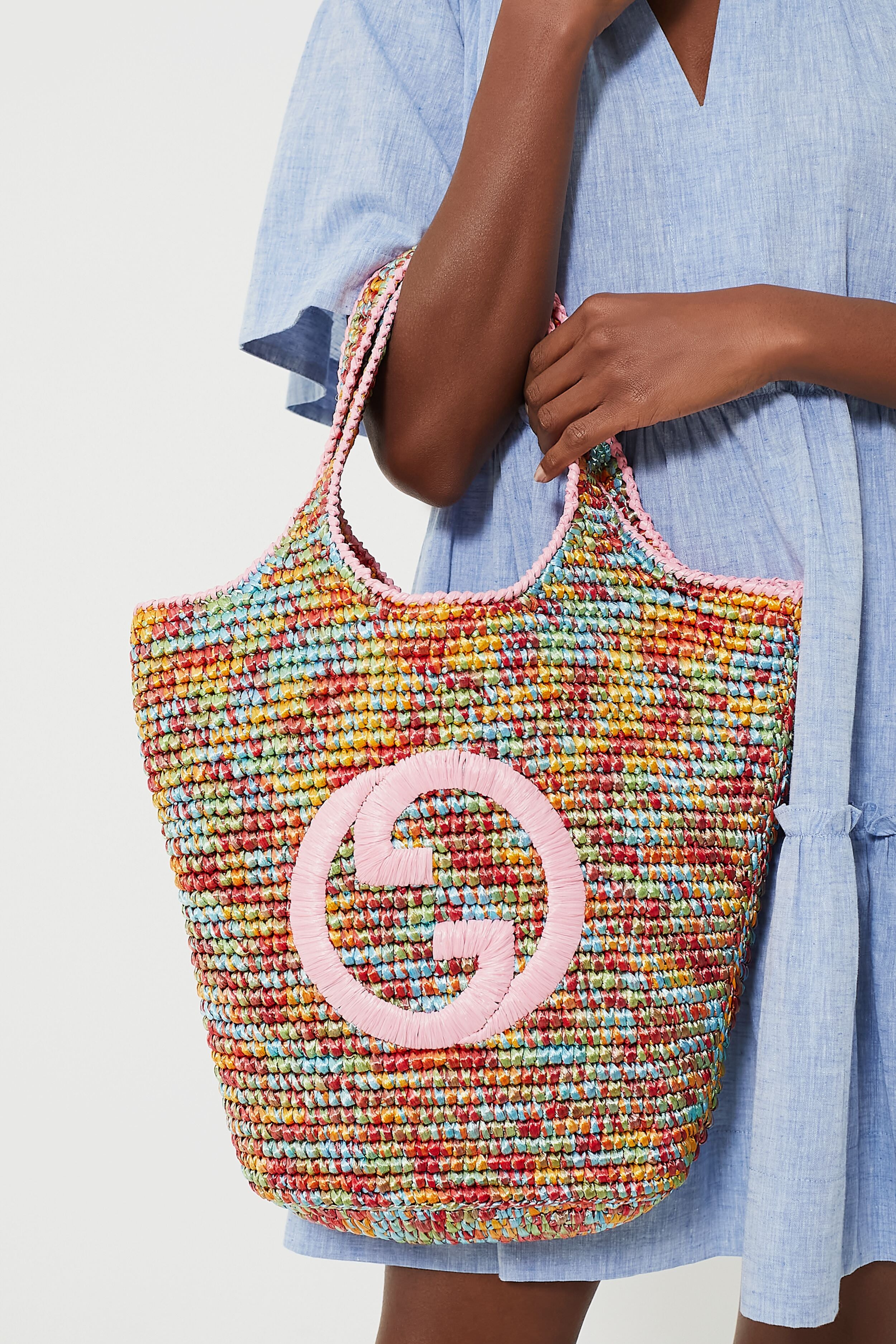 Gucci Multicolor Raffia Effect Bag