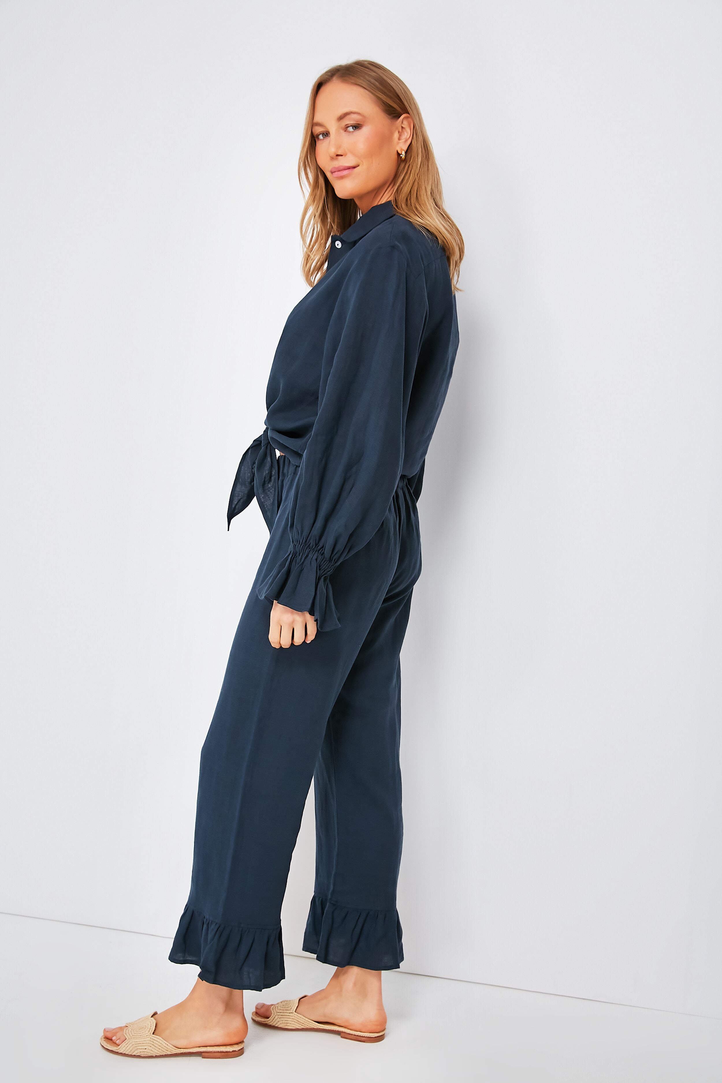 Navy Rumba Linen Lounge Suit