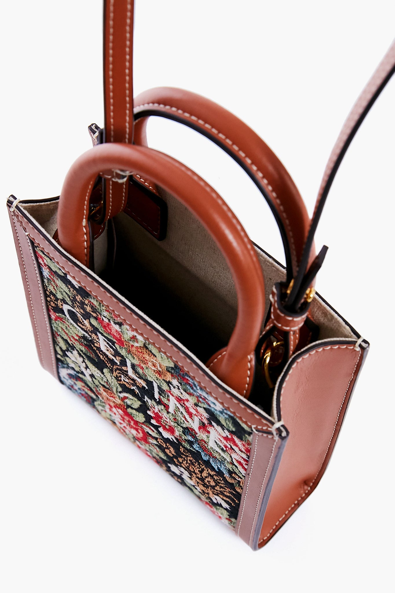 Small vertical cabas celine in floral jacquard and calfskin hot sale