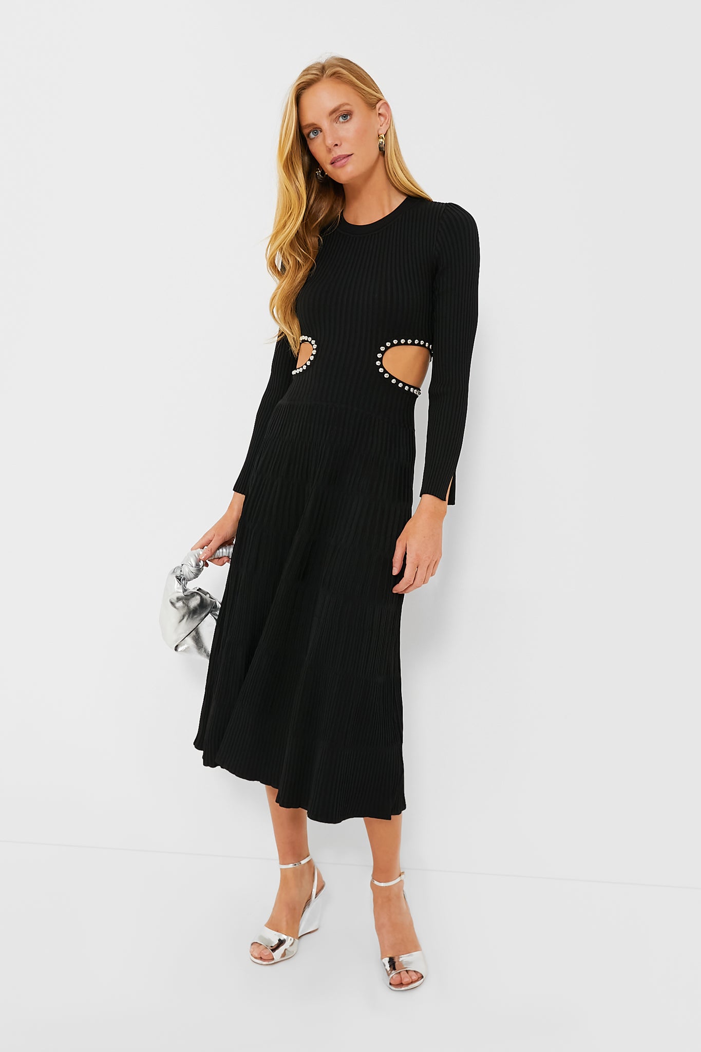 Going for the Wow Black Long Sleeve Cutout Maxi Dress