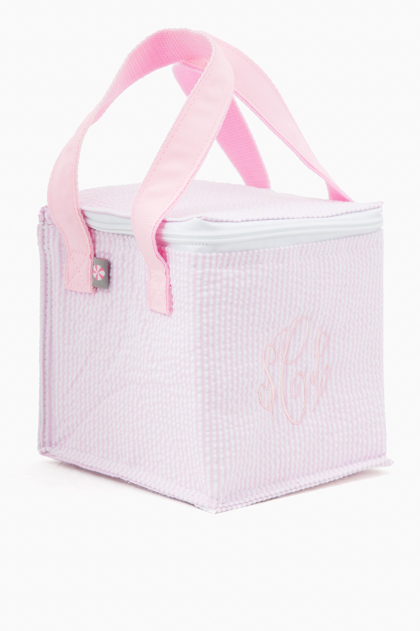 Pink Seersucker Snack Square Bag