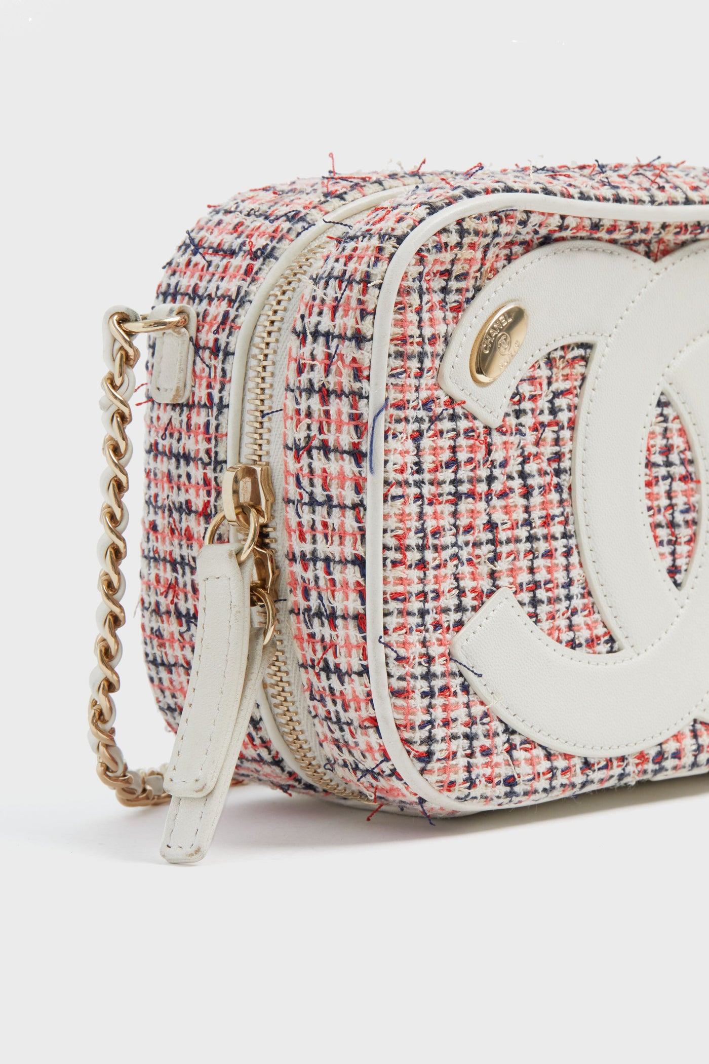 CHANEL Tweed Logo Mania Camera Bag