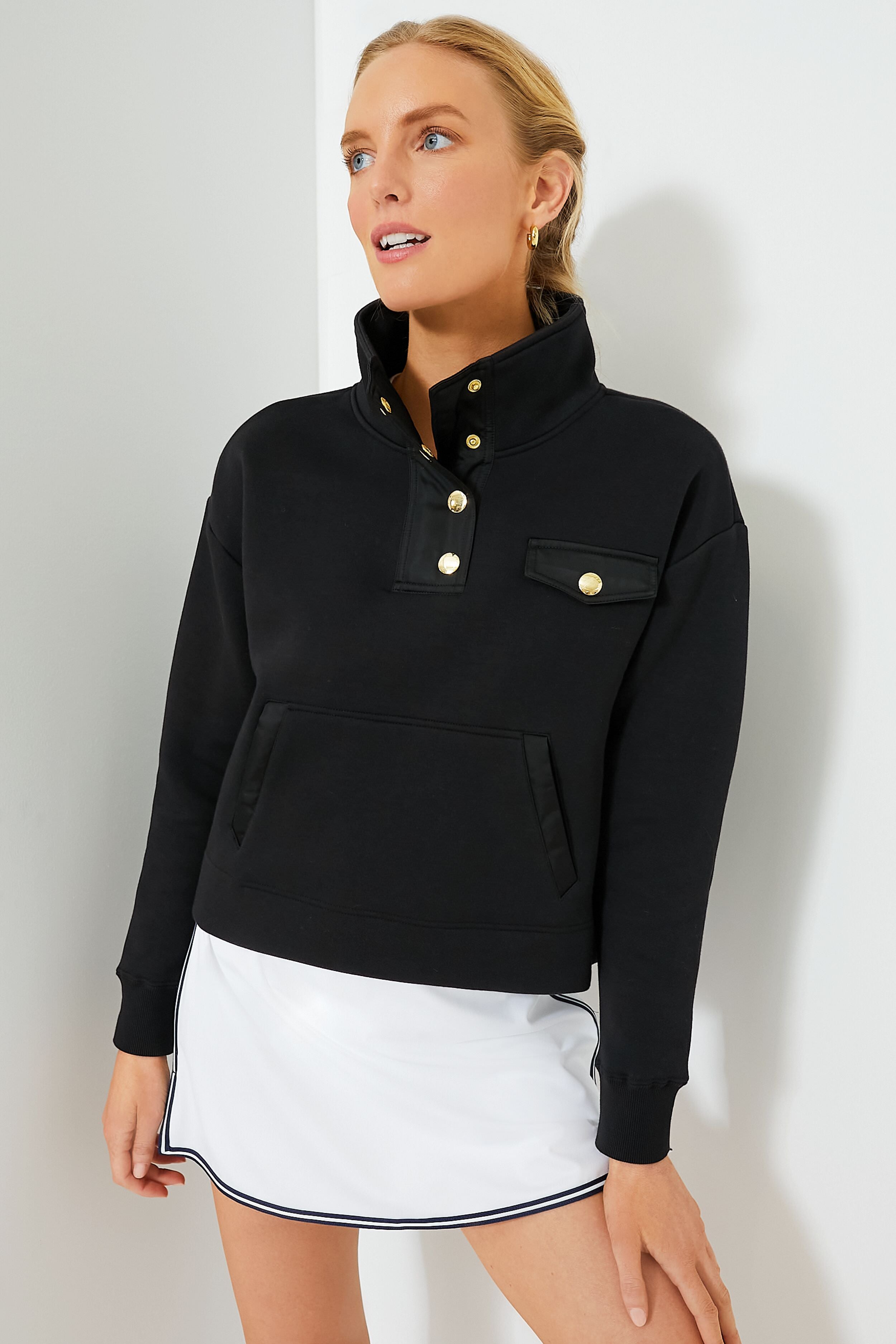 Black Snap Neck Bailey Pullover | Tnuck Sport