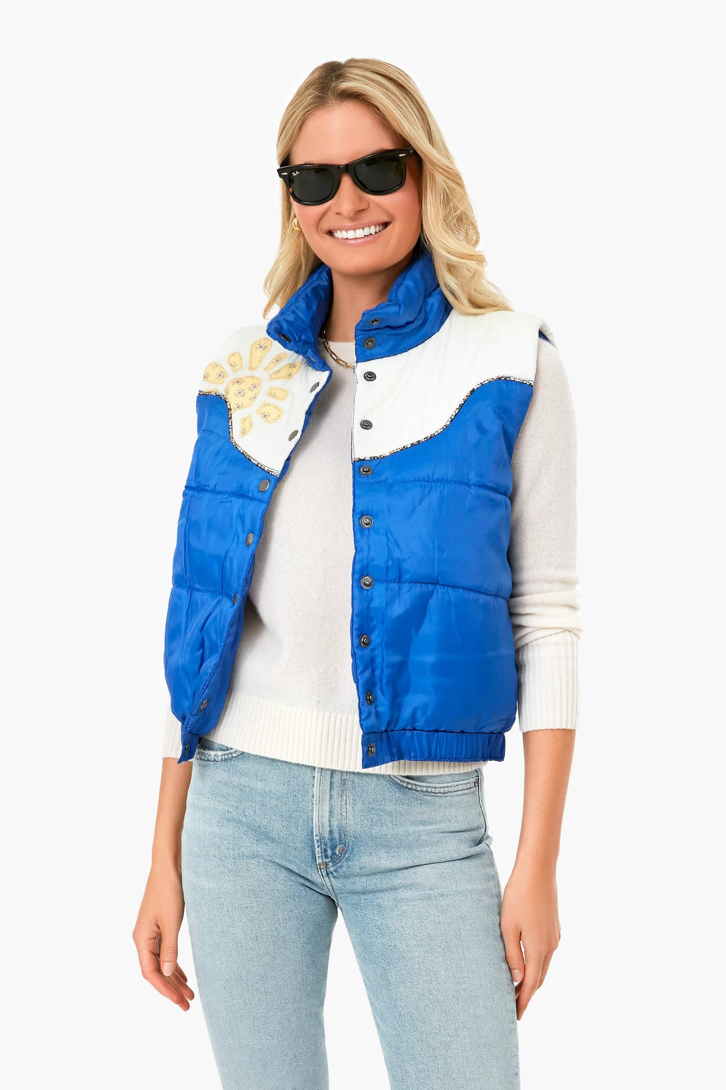 Blue Pascala Print Puffer Vest