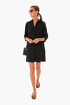 Black Stretch Crepe Royal Shirt Dress