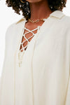 Off White Lace-Up Caftan