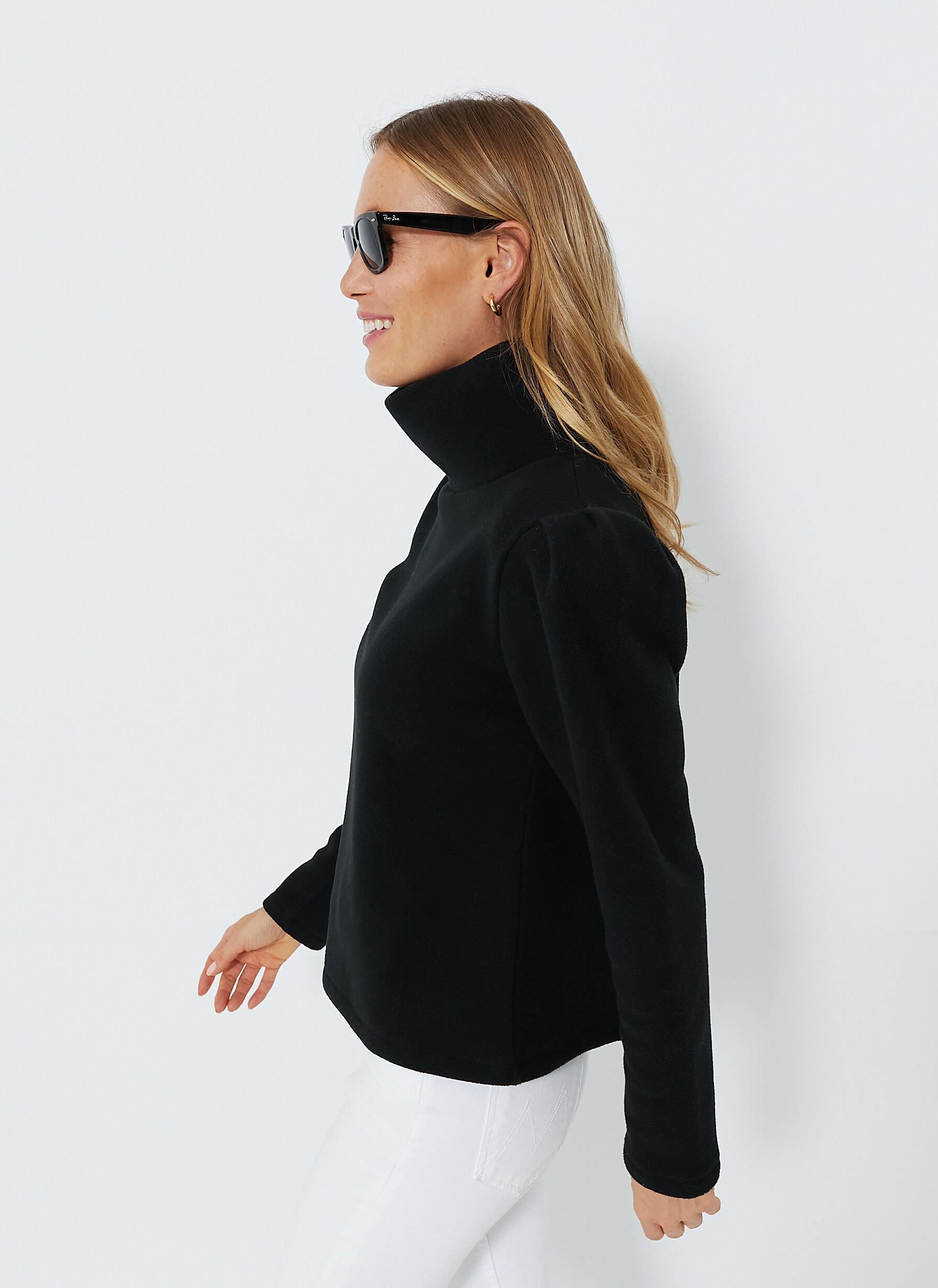 Black puff sleeve turtleneck sale