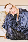 Navy Silk Polka Dot Classic Pajama Set