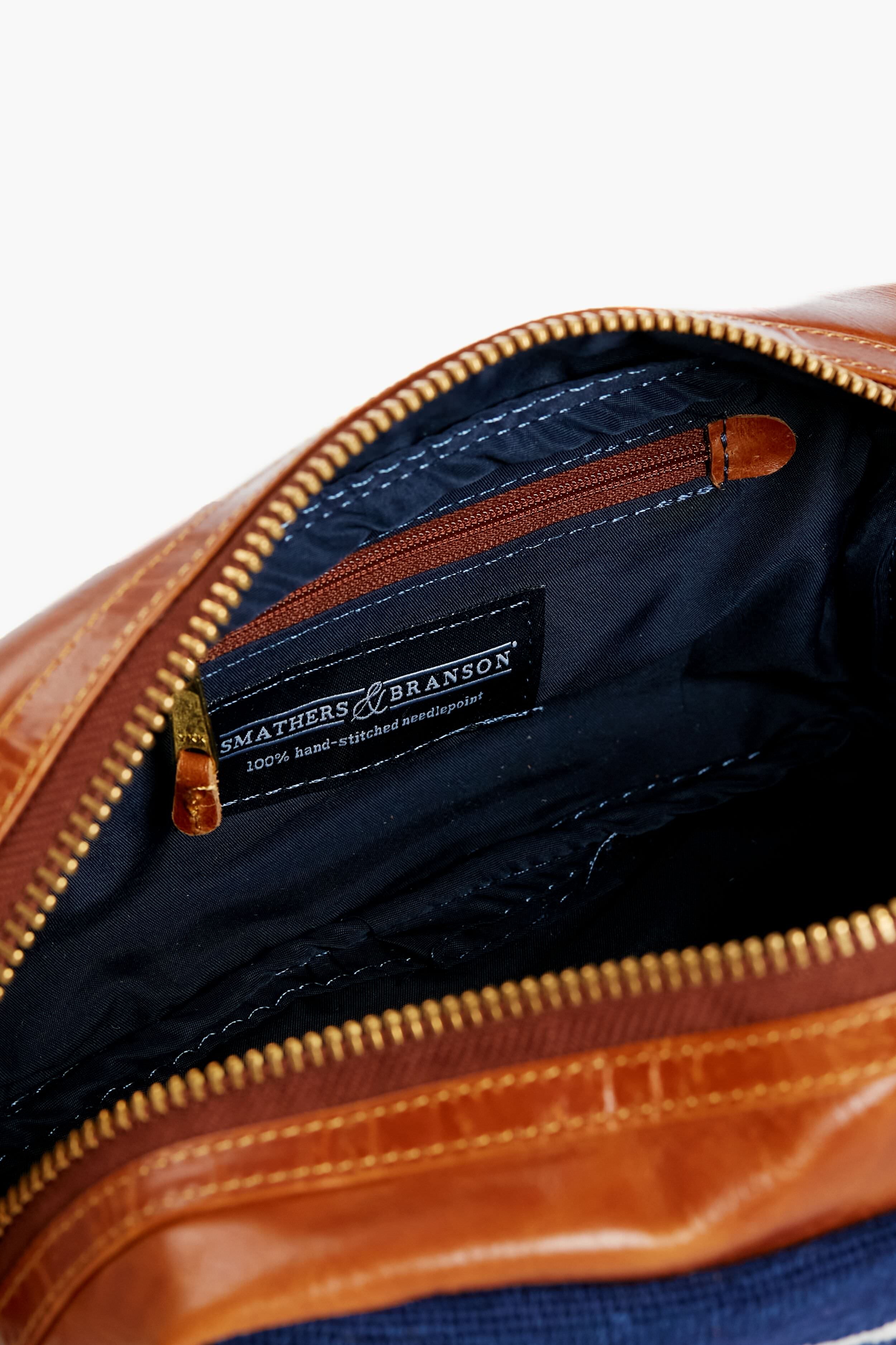 Navy Anchor Needlepoint Toiletry Bag