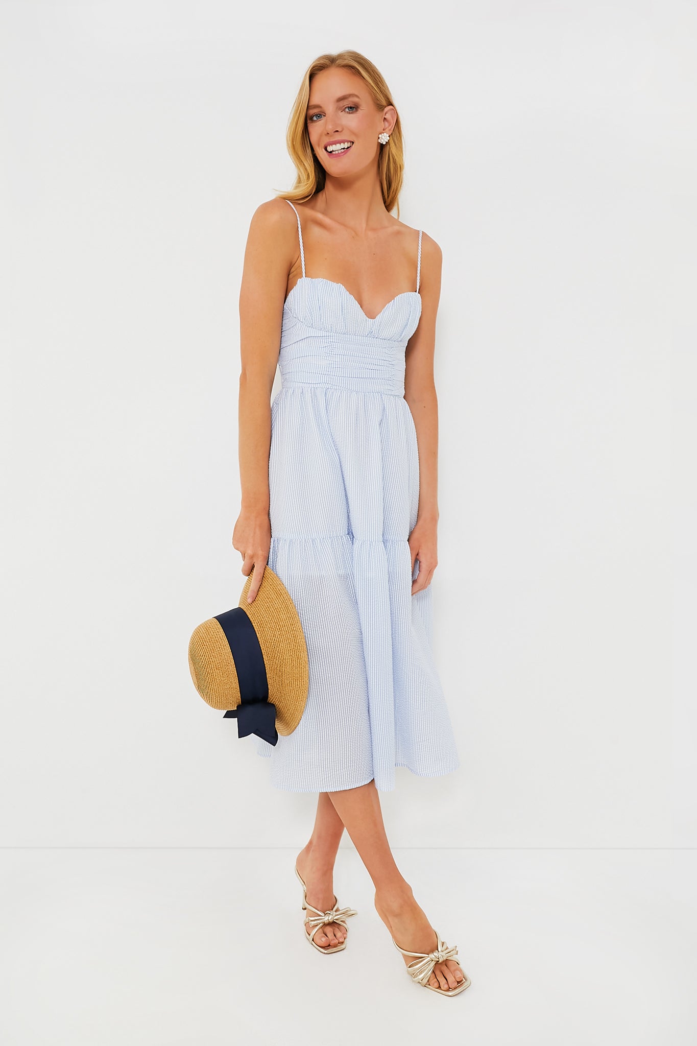 Blue Stripe Sasha Midi Dress | O.P.T