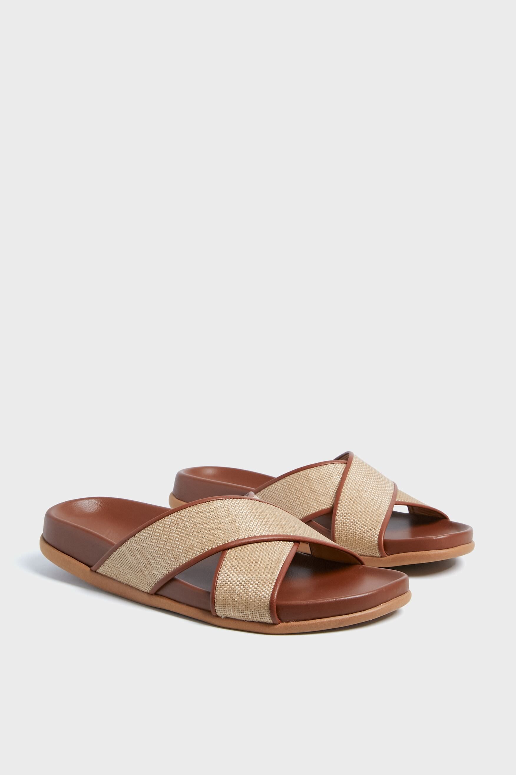 Nappa and Raffia Thais Footbed Sandals Ancient Greek Sandals