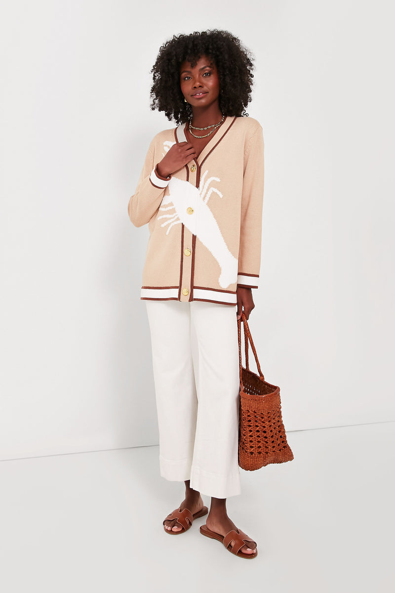 Tan Lobster Cotton Lauren Cardigan