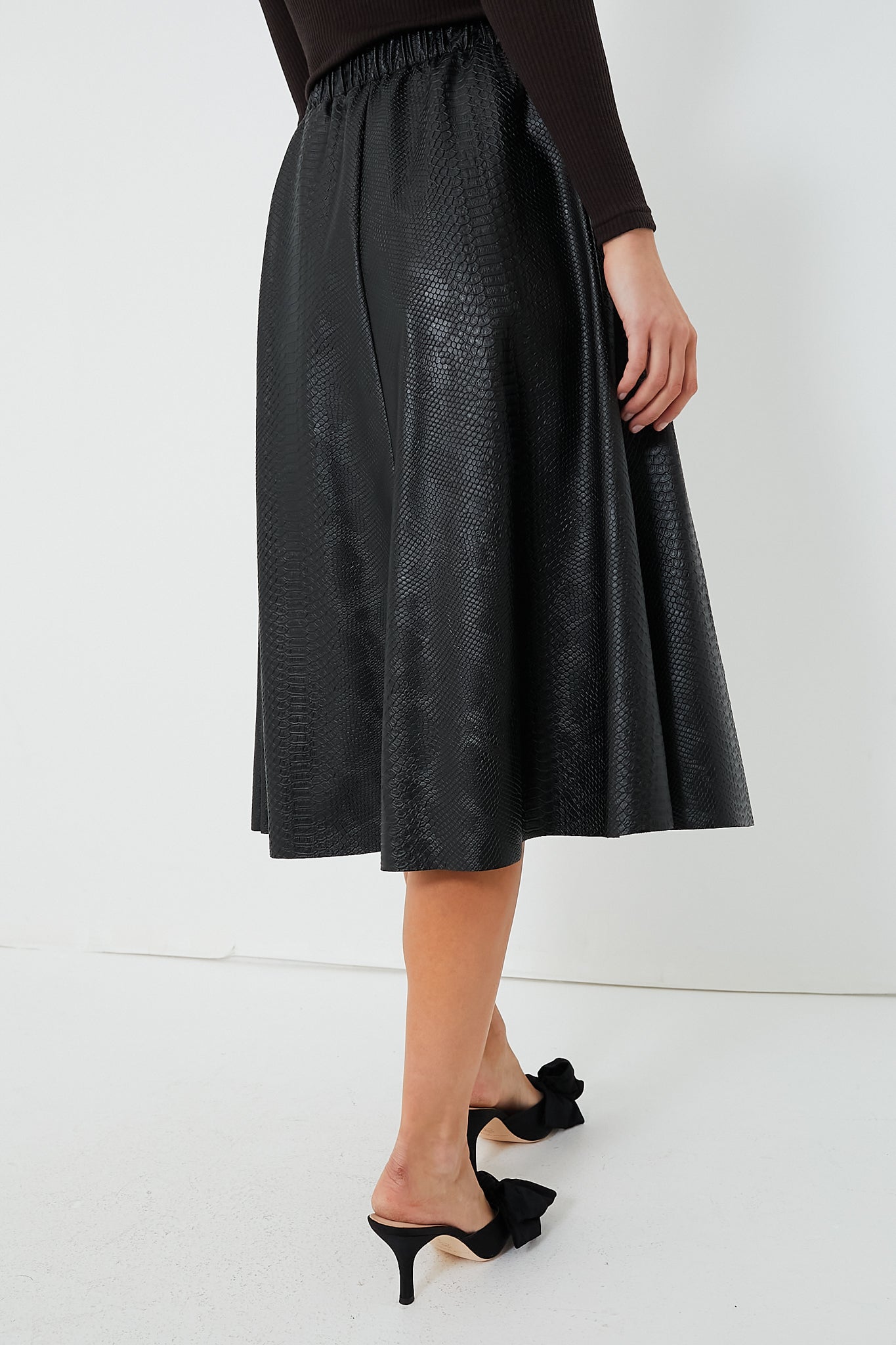 Miller Faux Leather Midi Skirt - Black