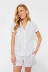 Women's Vintage French Stripes Short Sleeve Short Set