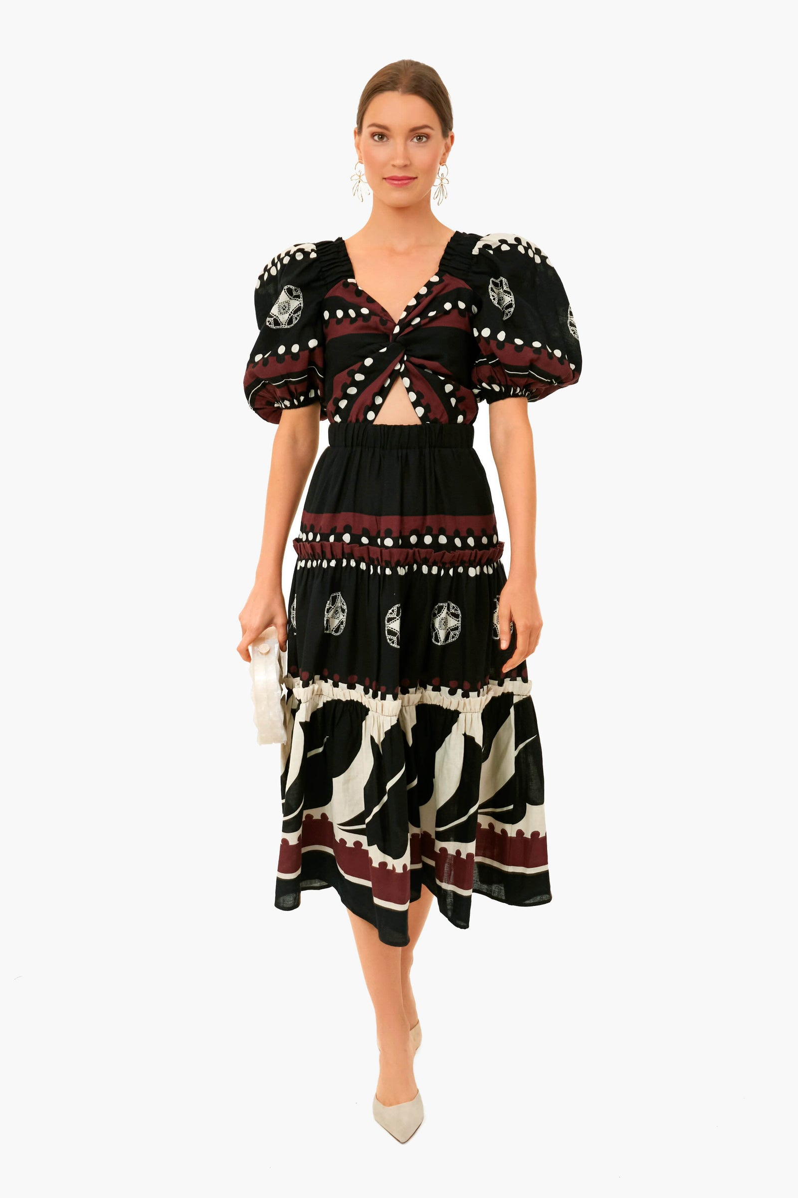 Black Liora Puff Sleeve Cut Out Dress