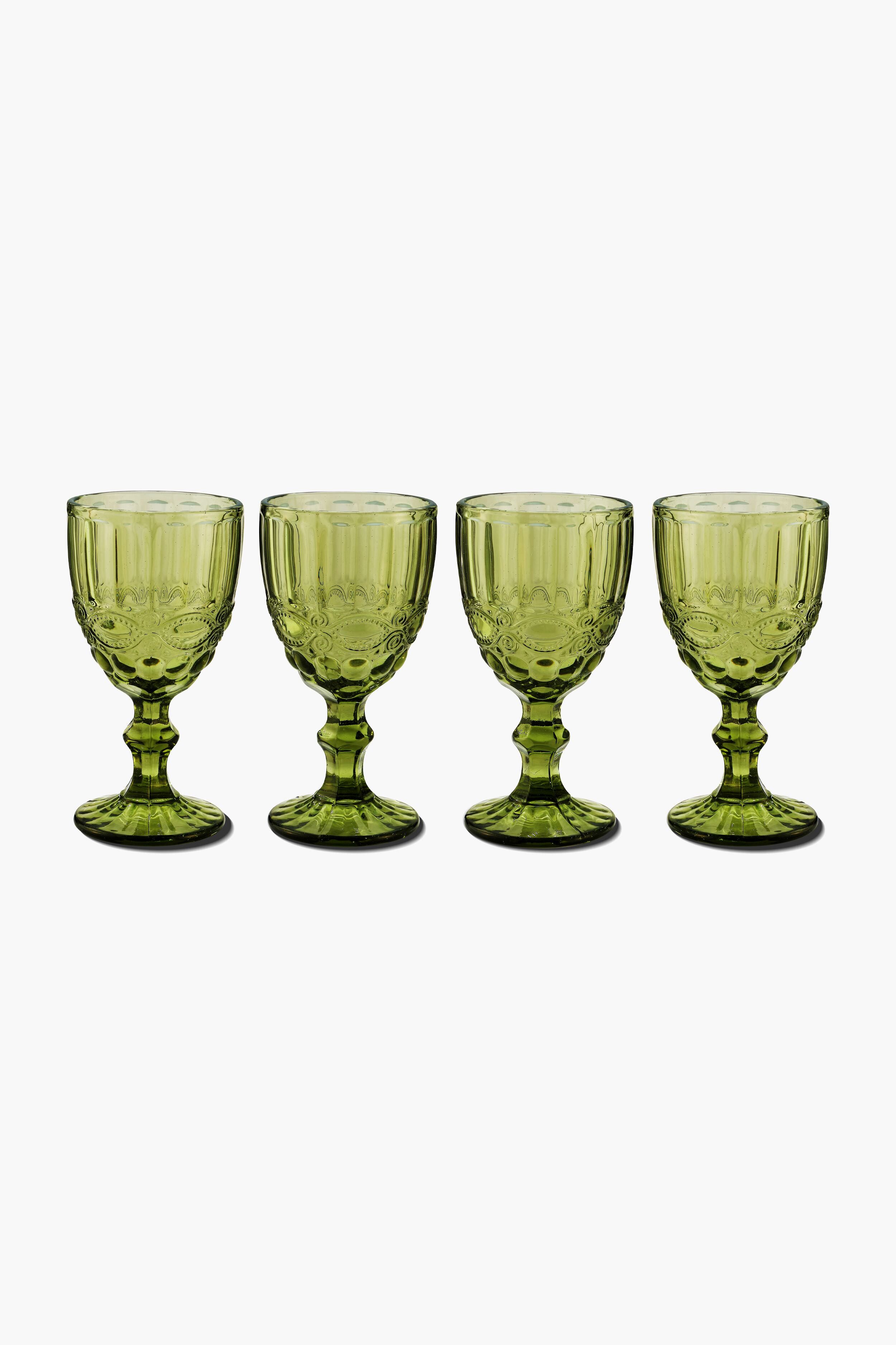 Green Stem Glasses Set of 4