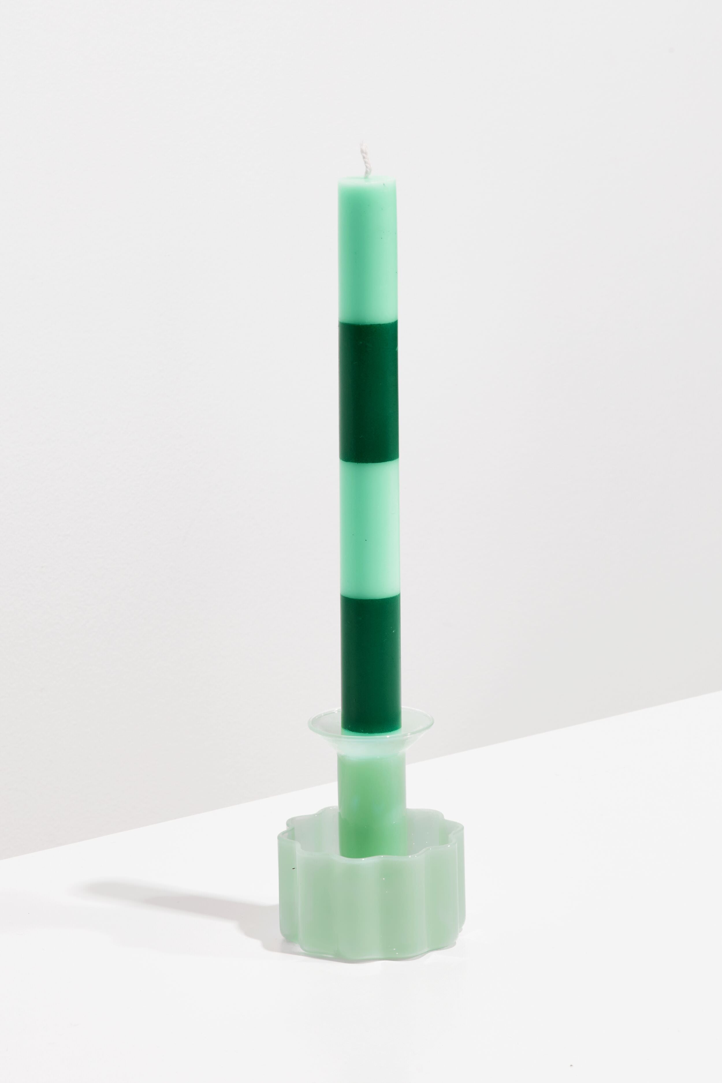 Jade & Green Striped Dinner Candles (4 Pack)