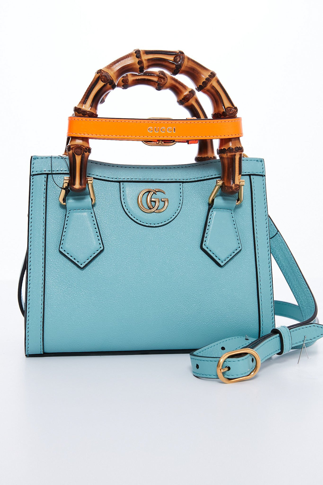 Gucci Light Blue Leather Diana Mini Tote Bag