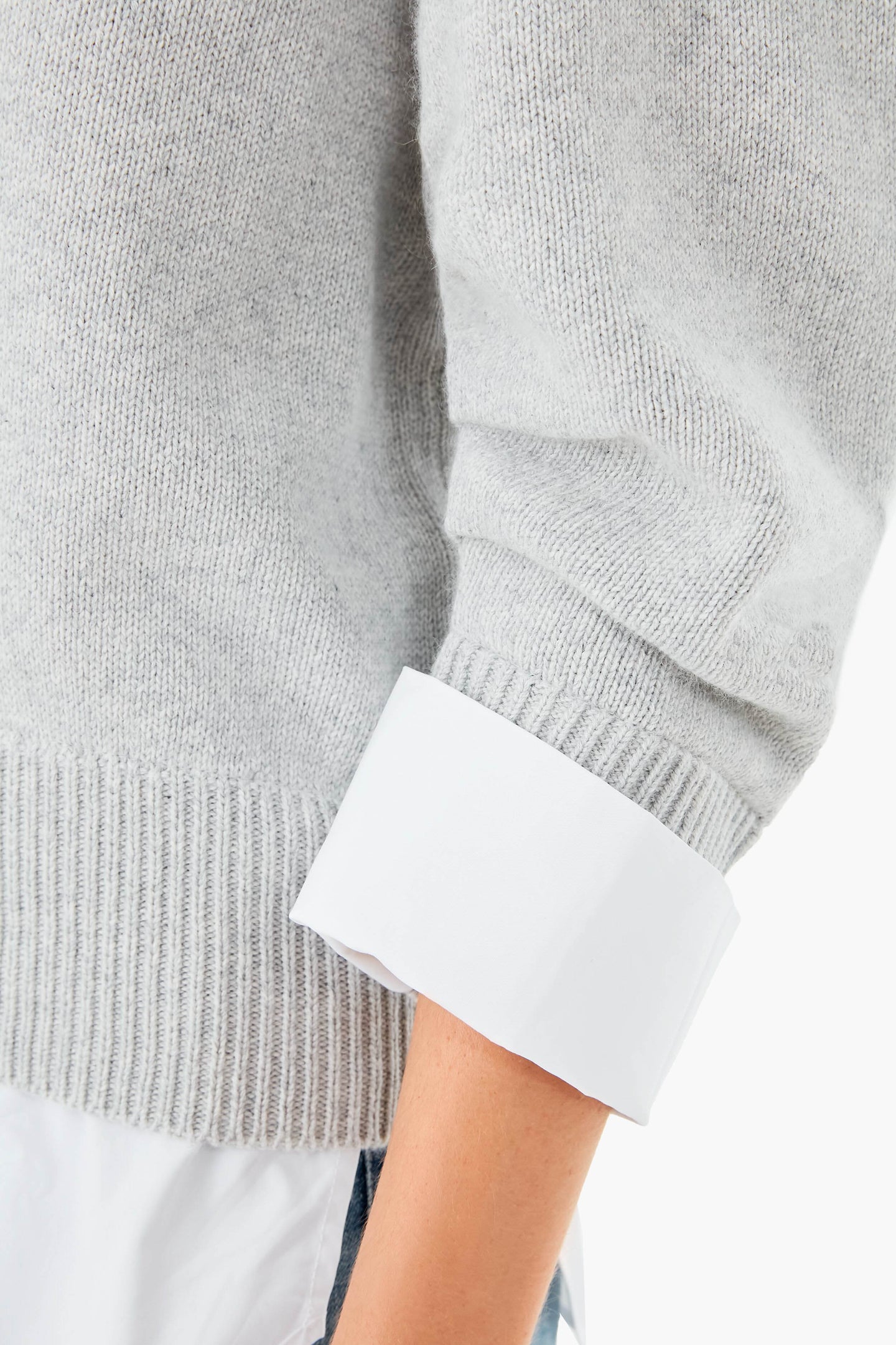 Oyster Gray Melange Raya Ruched Crew Looker