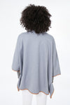 Slate Blue Leather Trim Funnel Piper Poncho
