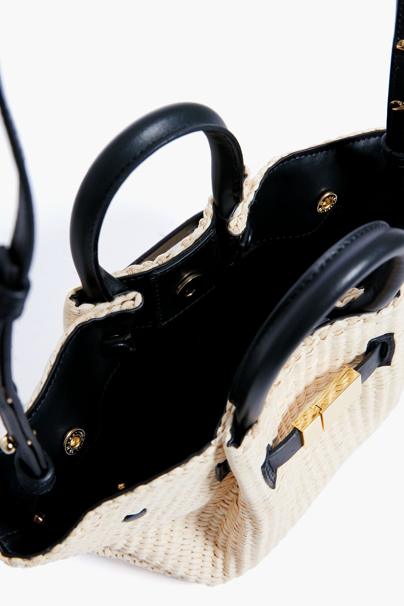 Black Natural Raffia Mini New York Bag