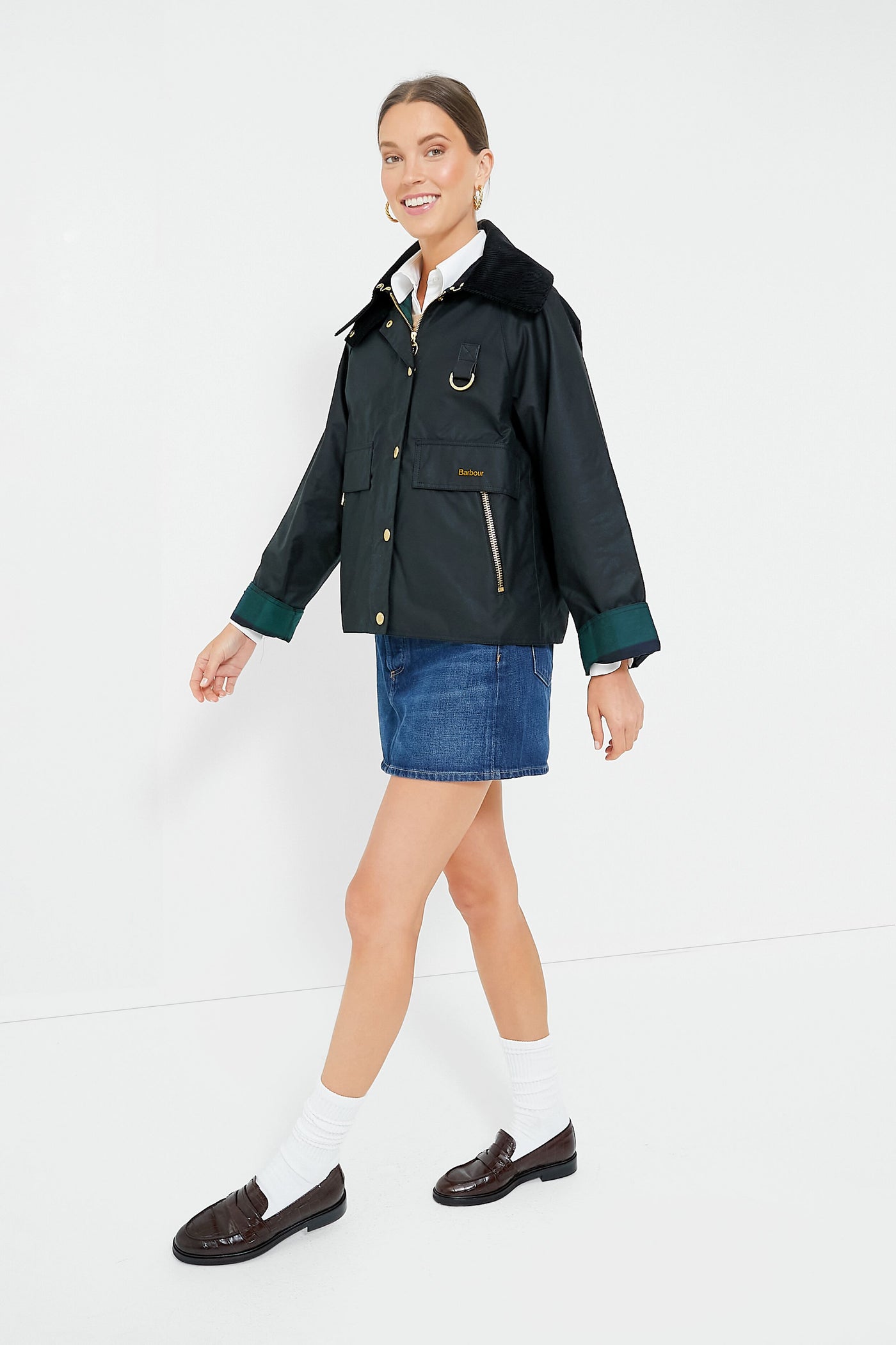 Black and Sage Tartan Catton Wax Jacket