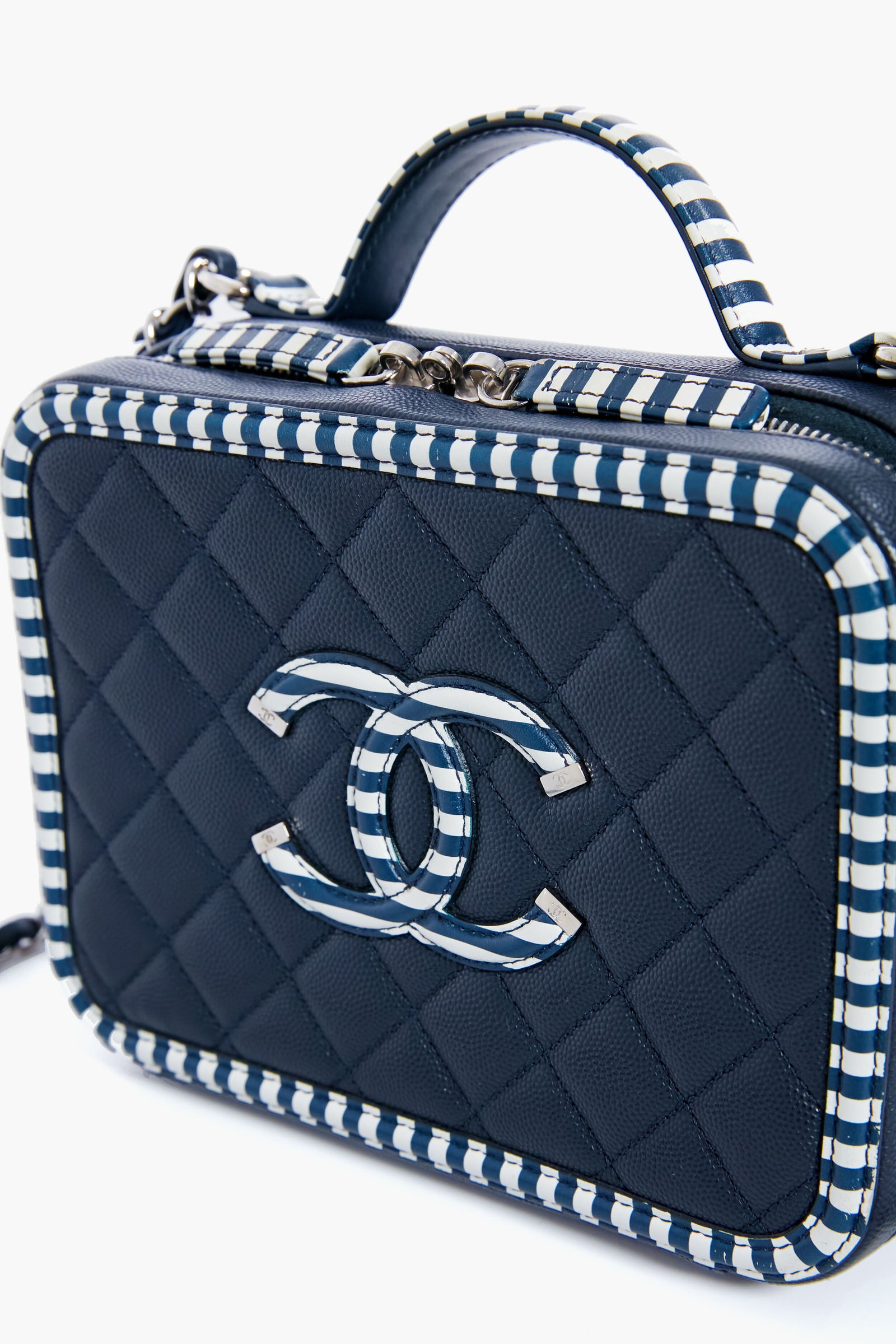 CHANEL Navy Coco Filigree Vanity Bag