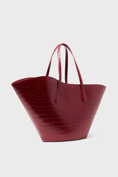 Bordeaux Croc Open Tulip Large Tote Liffner