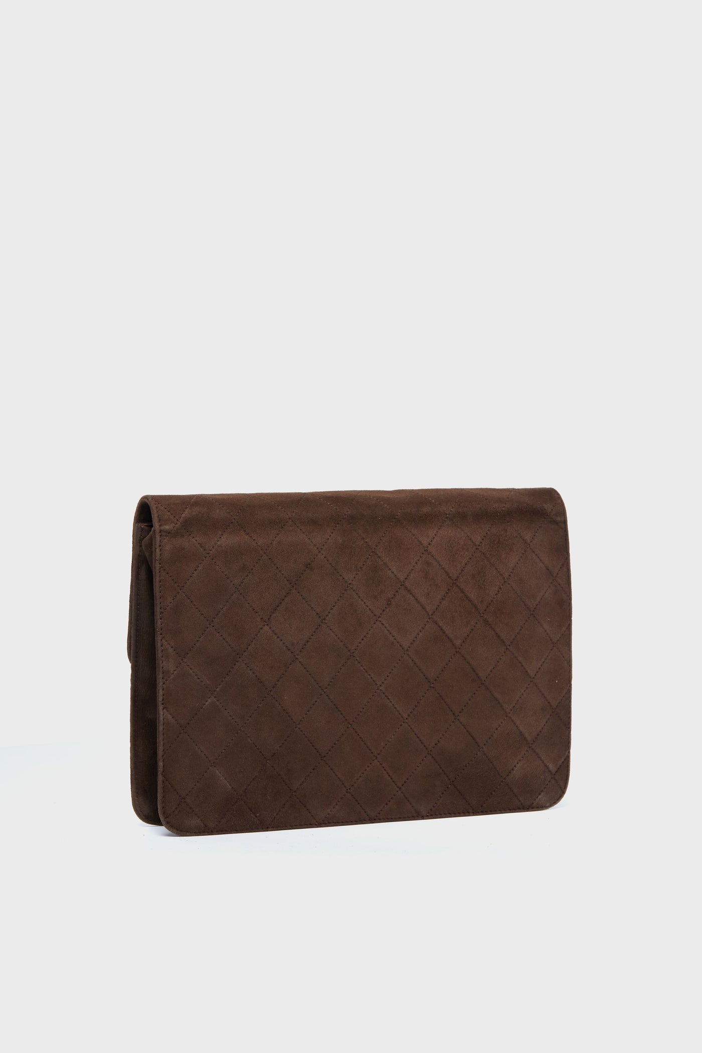 CHANEL Brown Suede Matelasse Single Flap Bag